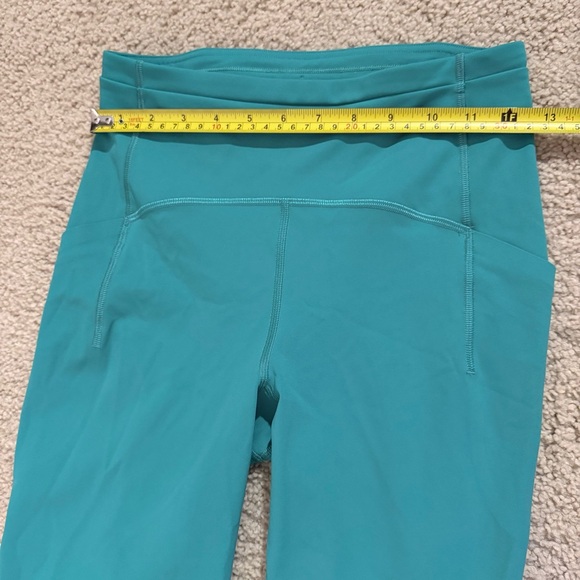 Lululemon Teal High-Rise Crop Running Leggings Side Pockets Reflective Size 6 - Picture 4 of 8